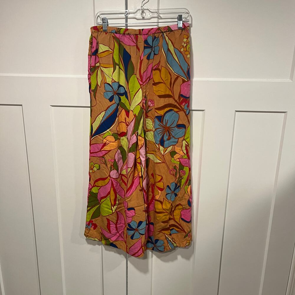 True Destinations Floral Wide Leg Pants Size M Hippie Beachy Colorful - Picture 5 of 7